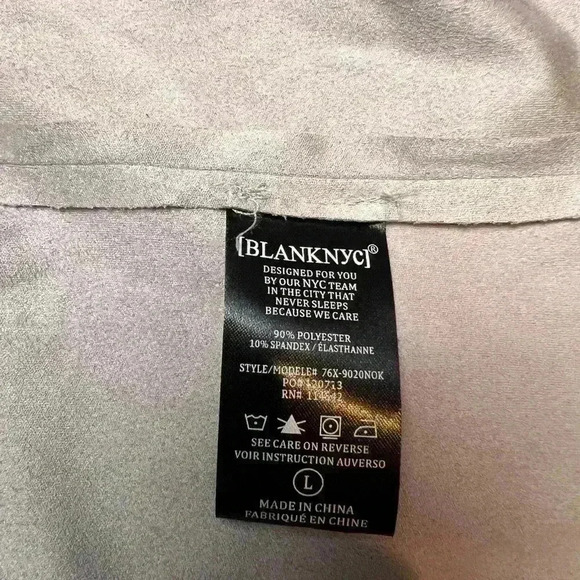 BLANK NYC Beige Tan Faux Suede Drape Front Jacket Size Large - Picture 10 of 11